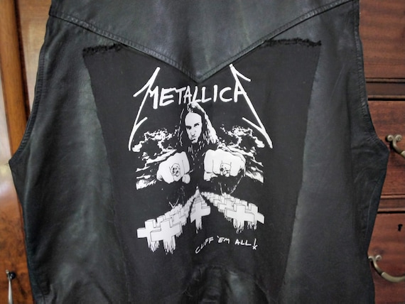 Vintage Metallica Heavy Metal Leather Vest, Cliff… - image 2