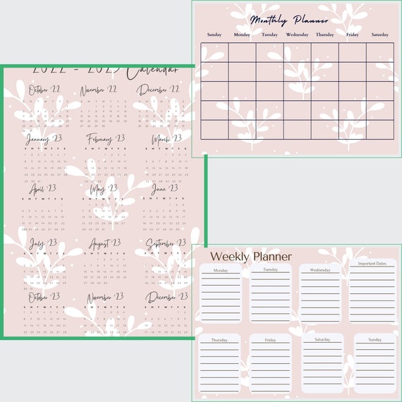 2023 Yearly Calendar Monthly Planner Weekly Planner White - Etsy