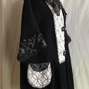 3 button Black ivory fancy knit duster image 4