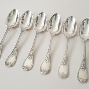 6 Christofle Silver Plated Table Spoons &#39;Trianon&#39; Model - French Christofle Soup Spoons