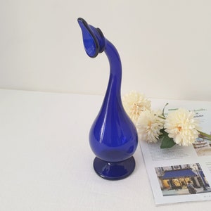 Art Nouveau Hand Blown Bristol Blue Glass Vase