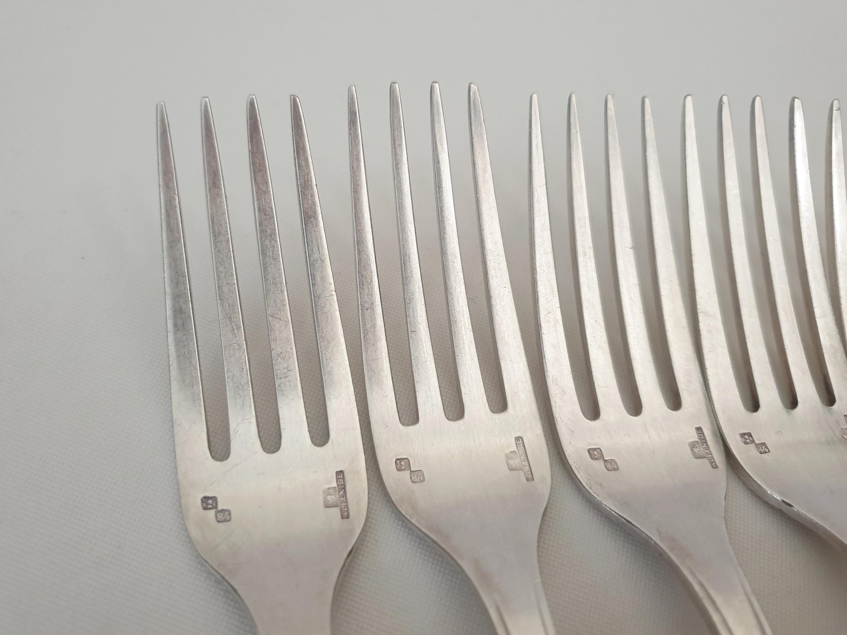 Christofle Alfenide 5 Silver Plated Table Forks Art Deco 'tosca