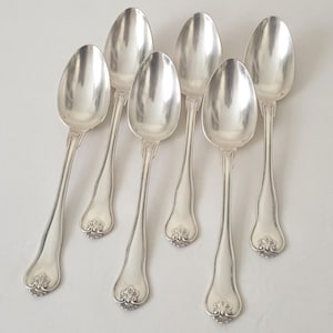 Christofle Alfenide 6 Silver Plated Table Spoons in Louis XVI Style - 6 French Christofle Soup Spoons
