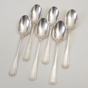 Christofle Alfenide 6 Silver Plated Table Spoons Art Deco &#39;Tosca&#39; Model - 6 French Christofle Soup Spoons