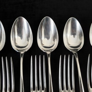 Set of Christofle Silver-Plated Cutlery 12 Dessert Spoons , 12 Dessert Forks Louis XVI Style Circa 1900s image 4