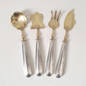 French Vintage Dessert Service in 950 Silver and Gilded Metal - Appetizer Serving Set in Art Deco style