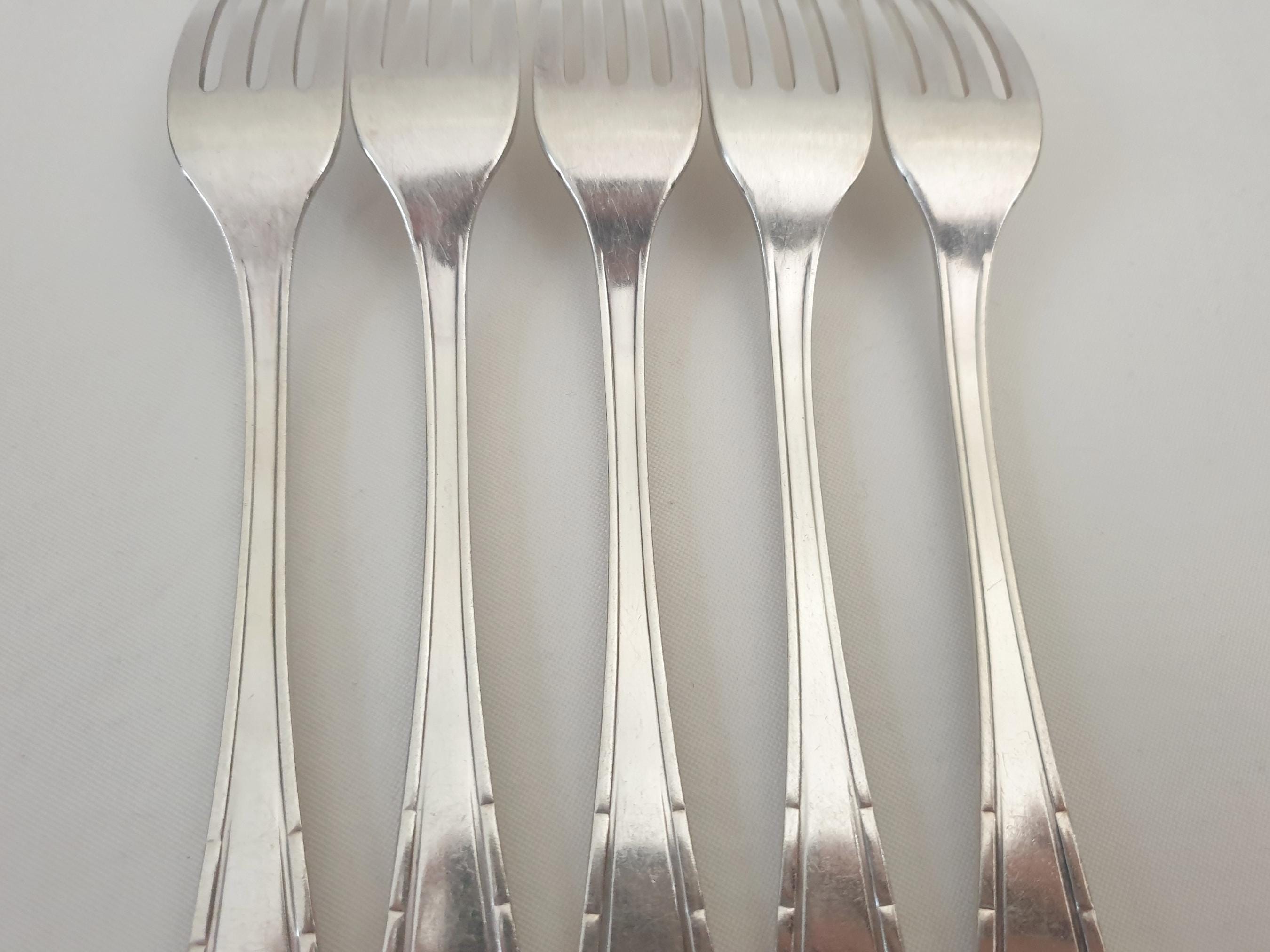 Christofle Alfenide 5 Silver Plated Table Forks Art Deco 'tosca