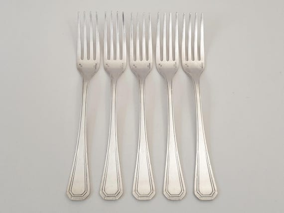 Christofle Alfenide 5 Silver Plated Table Forks Art Deco 'tosca