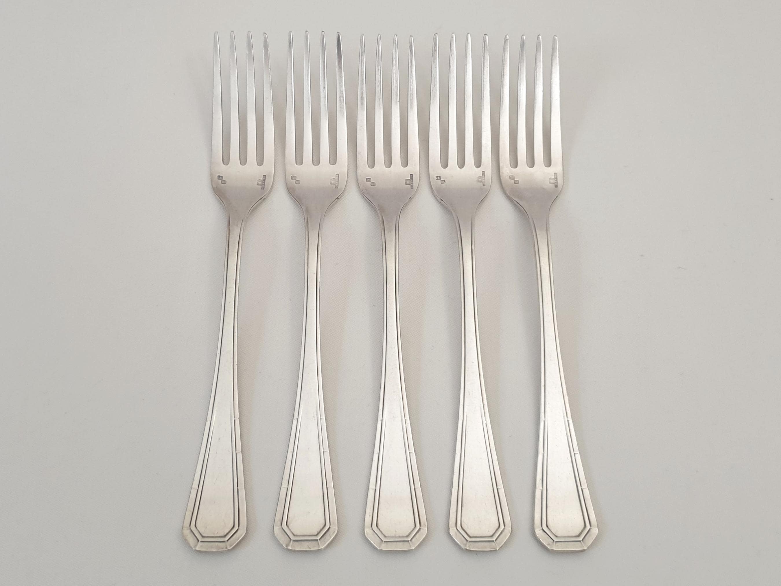 Christofle Alfenide 5 Silver Plated Table Forks Art Deco 'tosca