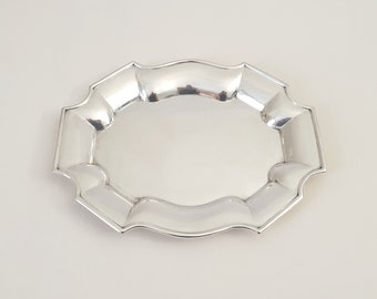 Art Deco Small Decorative Trinket Tray in Silver Plated