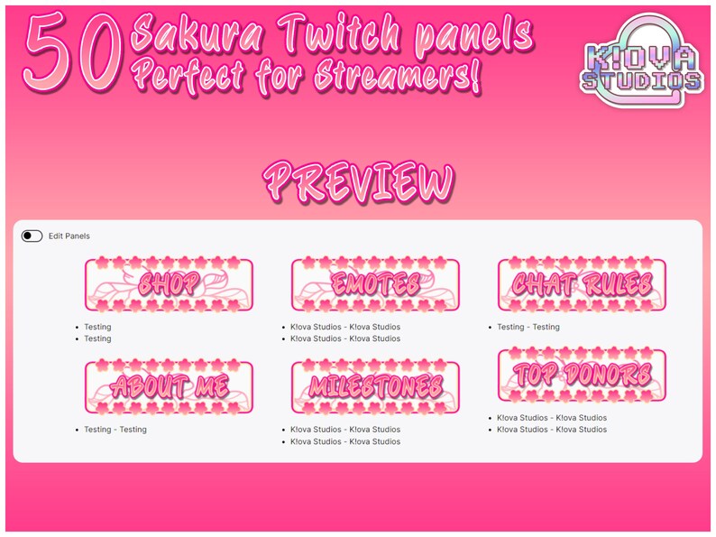 50 Sakura Twitch Panels | Perfect for Streamers on Twitch, Cherry