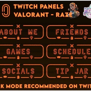 50 ネオン Valorant Twitch パネル - Raze | ストリーミングに最適、オレンジ、ゲーム、エージェント、カスタム、ダーク モード、アビリティ、鮮やか、バンドル、パック