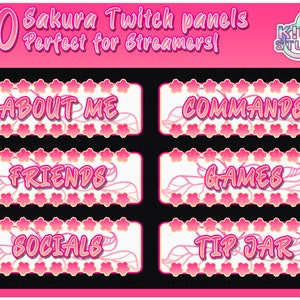 50 Sakura Twitch Panels | Perfect for Streamers on Twitch, Cherry Blossom Panels, Pink, Cute, Girly, Flowers, Custom, Vibrant, Aesthetic