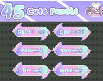 45 Cute Twitch Panels | Shooting Stars, Stars, Purple, Pink, Cyan, Aesthetic, Twitch Streamer, Streaming, Custom, Gradient, Bubbly | V 2