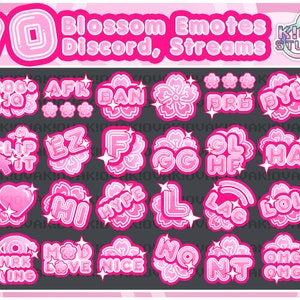 70 Pink Blossom Emotes | Perfect for Discord Servers, Twitch and YouTube Streams, and other social media platforms | Alphabet & Numbers