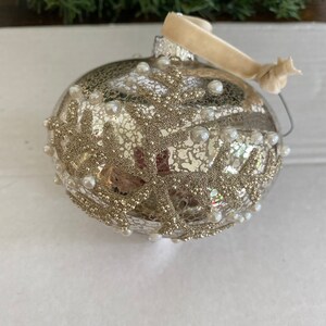 Large Glass Ball Ornament Snowflake With Pearl Like Accents, 4 - Etsy