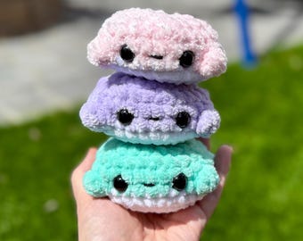Crochet Pocket Frog Plushie, Pancake Frog, squishy stress toy