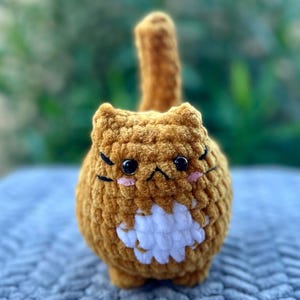 Crochet Cat Plushie, soft chubby kitty stuffed animal Orange