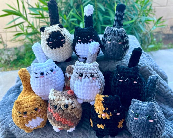 Crochet Cat Plushie, soft chubby kitty stuffed animal