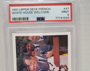 1991/92 Upper Deck French Hockey Mario Lemieux White House Welcome  # 47  PSA Mint 9 Pittsburgh Penguins