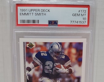 1991 Upper Deck Football  Emmitt Smith #172 Dallas Cowboys HOF PSA 10 Gem Mint  2nd Year
