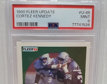 1990 Fleer Update Football Cortez Kennedy Rookie Card  #U-85 PSA 9 Mint Seattle Seahawks