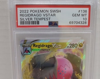 2022 Pokemon Silver Tempest Regidrago VSTAR Ultra Rare Holo 136 - PSA 10 Gem Mint 2022 Pokemon Silver Tempest Regidrago VSTAR Ultra Rare Holo 136 - PSA 10 Gem Mint