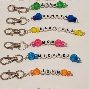Personalized Name Tags, Key Chain, Lunch Bag Tag, Diaper Bag Tag, Back to School, Custom Personalized Beaded Bag Tags