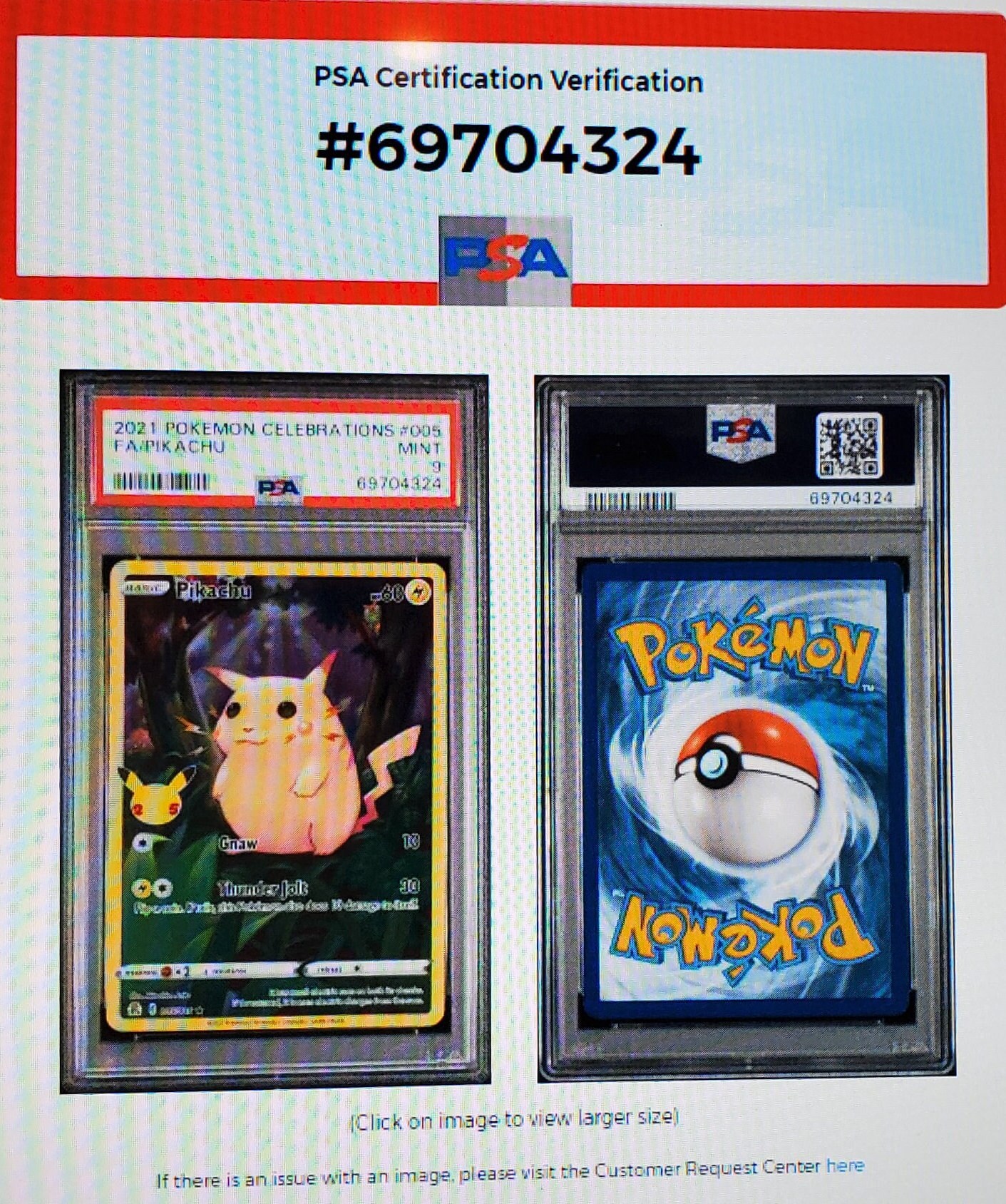 2021 Pokemon Celebrations 25th Anniversary Pikachu Full Art #005