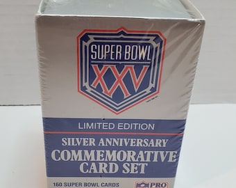 super bowl xxv limited edition commemorative card set Pro Set Commemorative Card Set Limited Edition Silver Anniversary Superbowl XXV