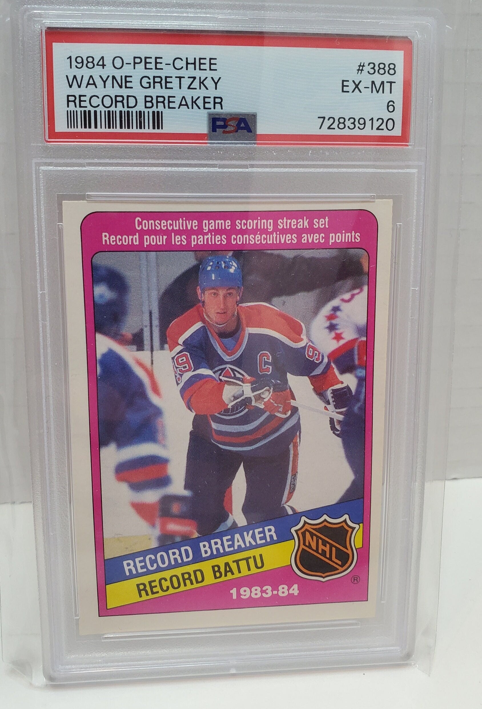 1984/85 O-pee-chee Wayne Gretzky Record Breaker #388 PSA 6 Ex-mt