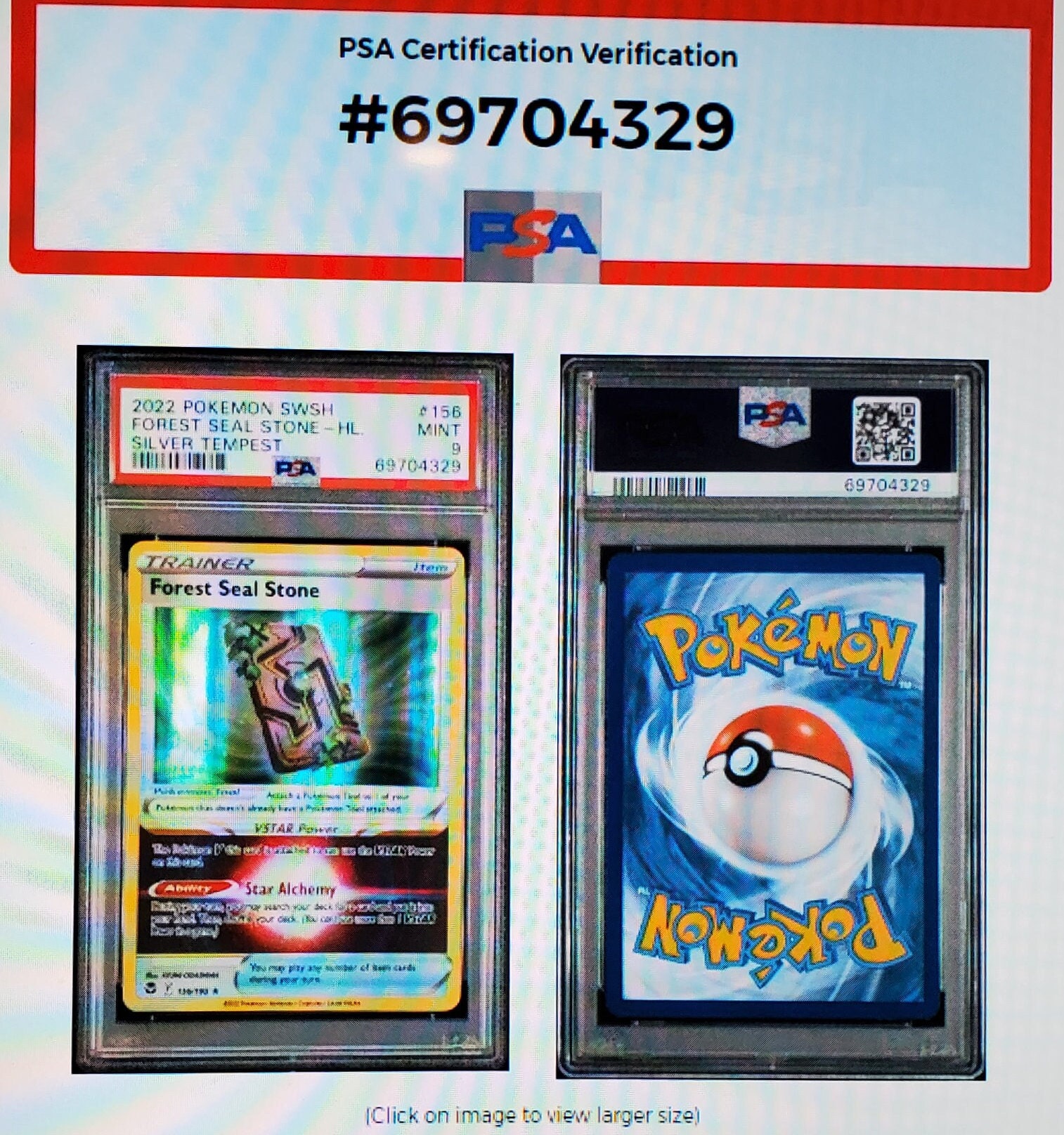 2022 Pokemon Silver Tempest Forest Seal Stone 156 Holo Rare Card - PSA 9  Mint - Etsy
