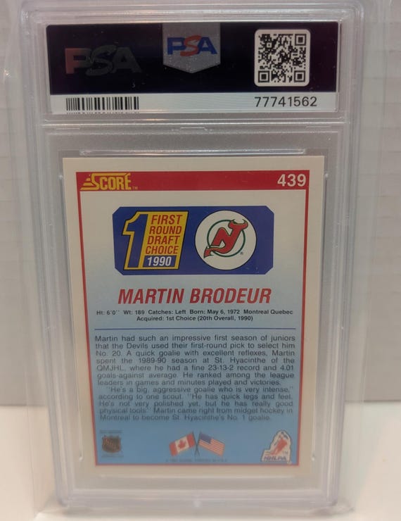 1990 Score Hockey Martin Brodeur Rookie Card #439 New Jersey