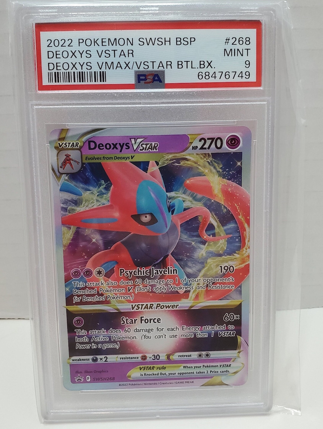 2022 Pokemon SWSH Black Star Promo Deoxys Vmax Vstar #268 PSA 9