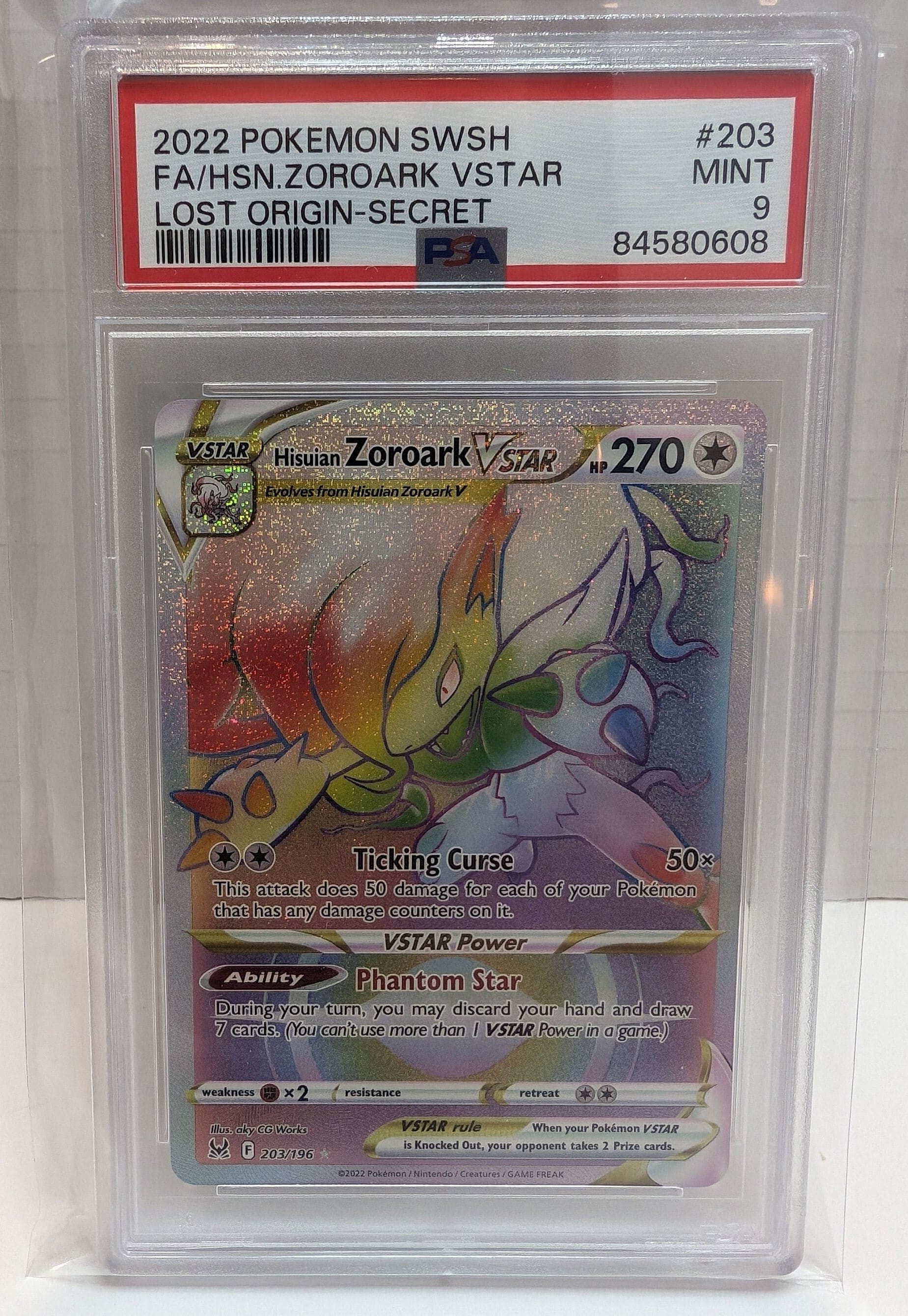2022 Pokemon Lost Origin Secret Full Art/hsn.zoroark Vstar #203