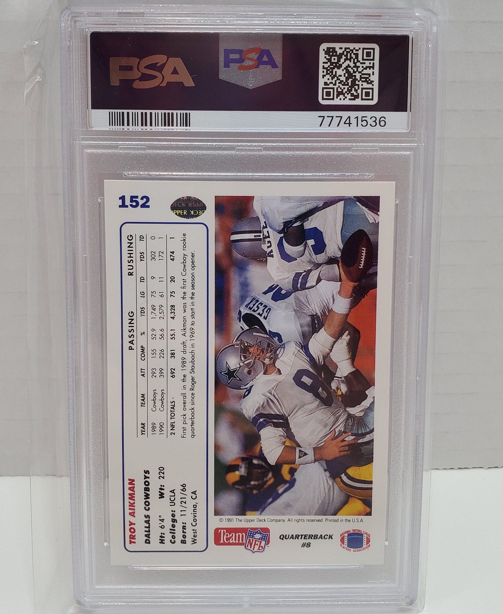 1991 Upper Deck Football Tory Aikman #152 PSA 9 Mint Dallas