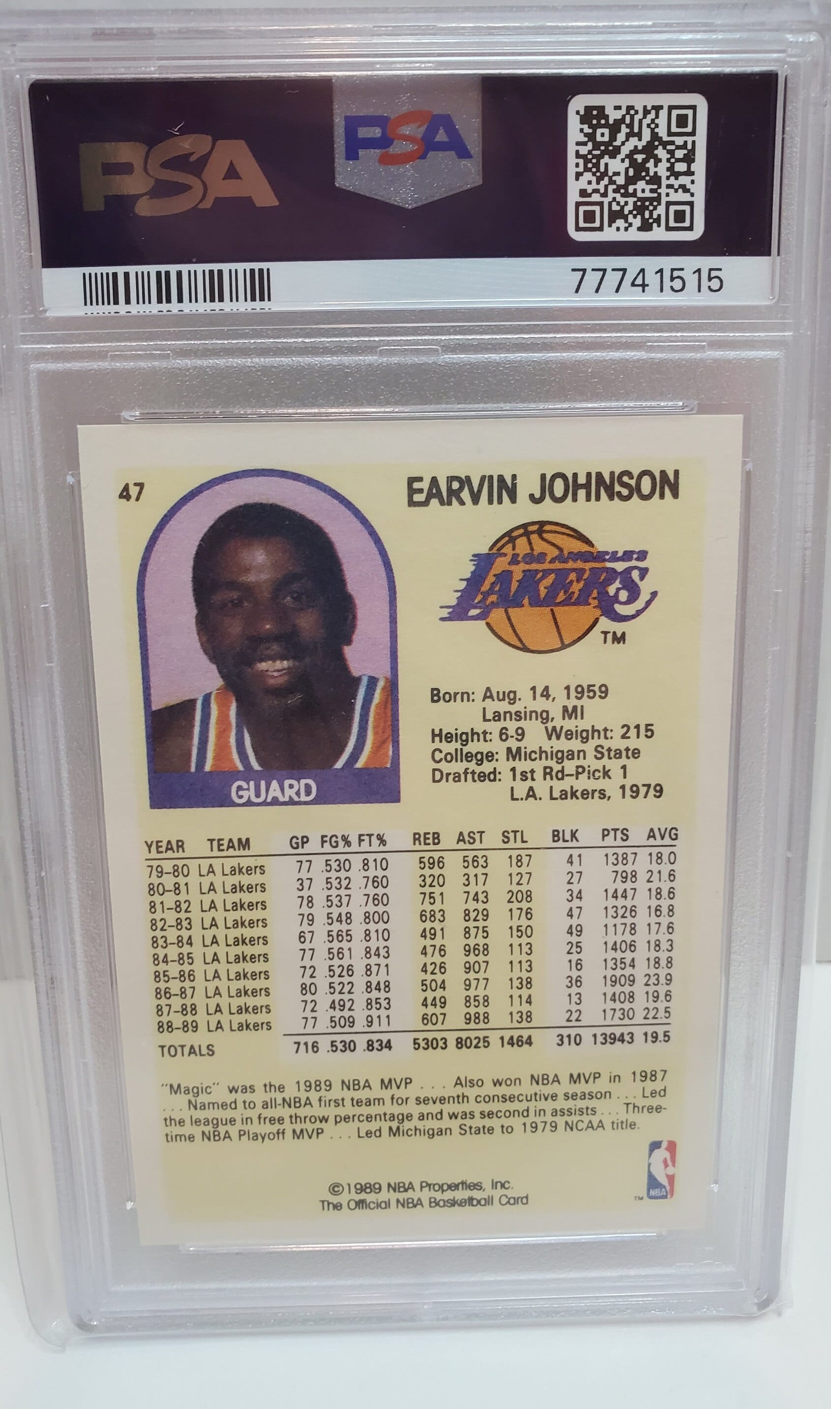 1990 Hoops Basketball Superstars Magic Johnson #47 Yellow Border
