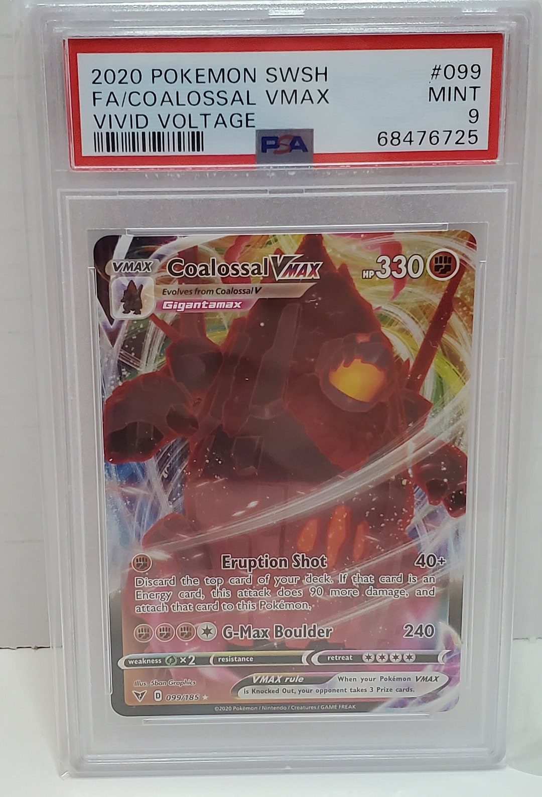 2020 Pokemon Vivid Voltage Full Art Coalossal Vmax #099 PSA 9 - Etsy