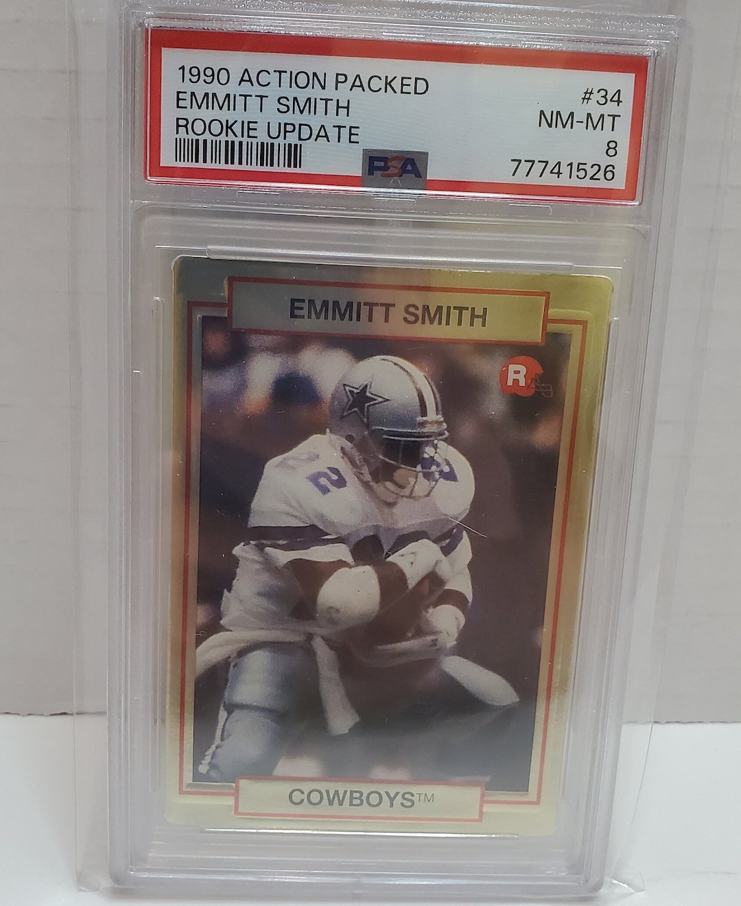 1990 Action Packed Football Emmitt Smith Rookie Card #34 PSA