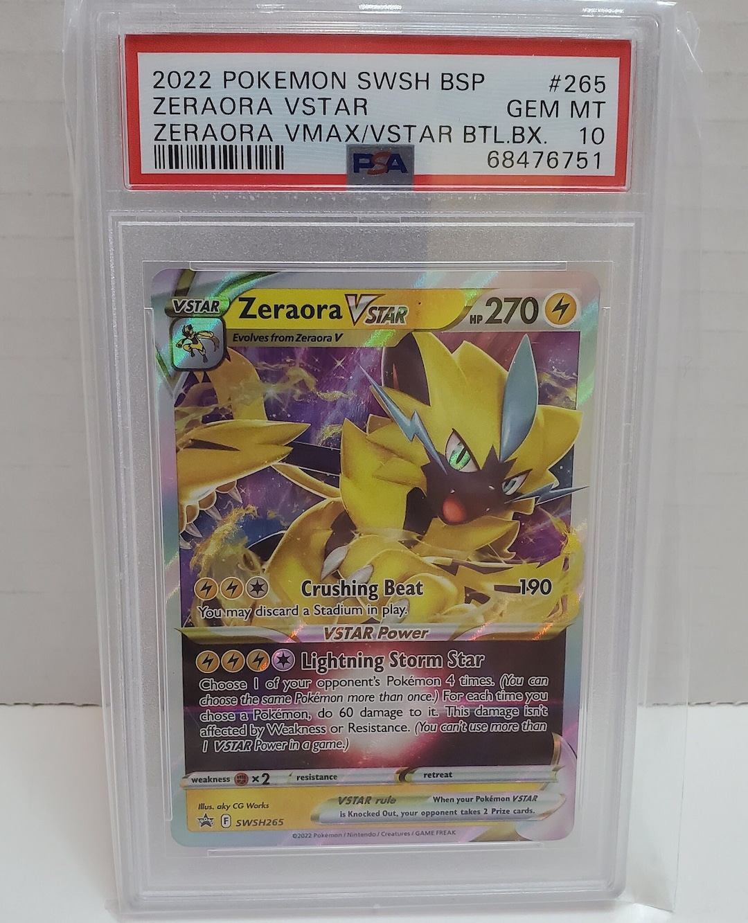 2022 Pokemon SWSH Black Star Promo Zeraora Vstar #265 PSA 10 Gem