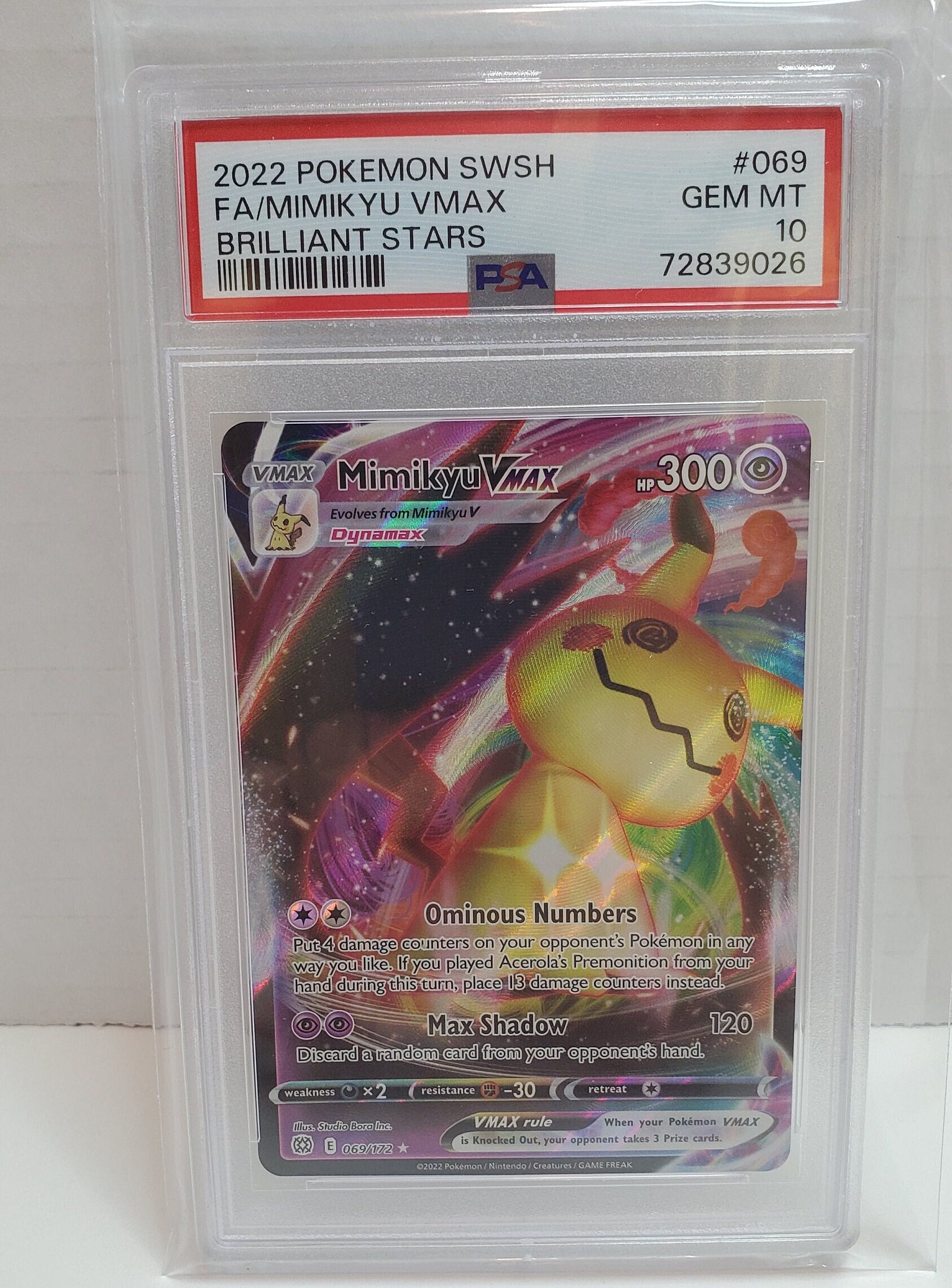 2021 Pokemon Brilliant Stars Fa/mimikyu Vmax #069 PSA 10 Gem