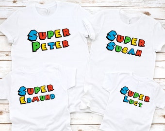 Super Family Camisetas personalizadas de Mario, Camisetas personalizables de la película de Mario, Cumpleaños personalizado de Mario, Película de Mario y Luigi, Mario personalizado