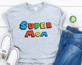 Super Mom T-shirt, Mario Movie Tshirt, Mother's Day, Mario and Luigi Movie, Funny Gamer Tee, Mom Mother Gamer Gift, Video Game