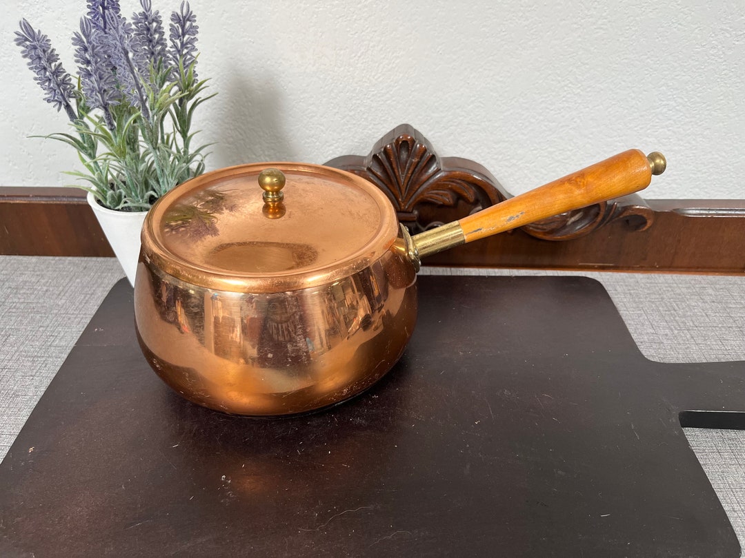Vintage Copper Korean Pot With Lid and Wood Handle Made in Etsy