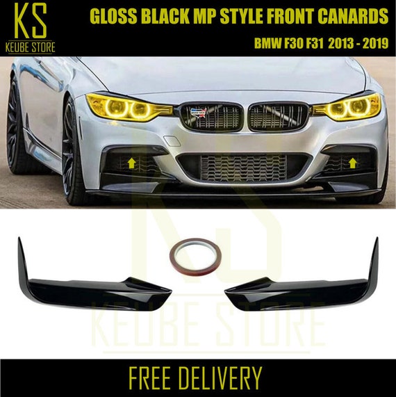 FOR BMW F30 F31 2012-2018 M SPORT UPPER CANARDS FRONT SPLITTER LIP GLOSS BLACK | UK