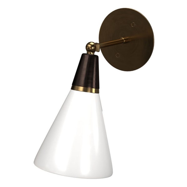 MAGARI WALL LAMP 1 Light Mid Century Lighting Hand Made Raw Brass Sconce Dual Color Wall Light