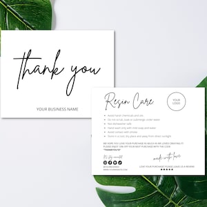 Resin Care Card Template, Thank You Card Template, Resin Product Care Instructions Guide, Printable Resin Care Inserts, Canva Template