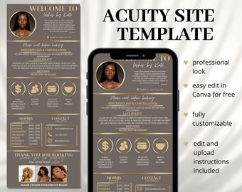 Acuity Scheduling Template, Acuity Booking Site, DIY Acuity Design, Lash Tech, Hair Stylist, Nail Tech, Wax, Body Sculpting, Makeup Artist