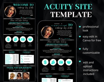 Acuity Scheduling Template, Acuity Booking Site, DIY Acuity Design, Lash Tech, Hair Stylist, Makeup, Squarespace Scheduling
