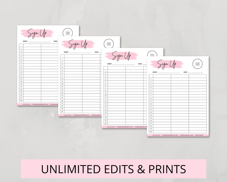 Editable Sign up Sheet Template, Printable Sign up Template, Sign up ...